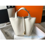 Hermes Picotin Lock Bag 22cm in Togo Calfskin White/Gold 2020