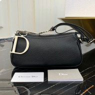 Dior Vintage Grained Leather Hobo Bag Black 2019