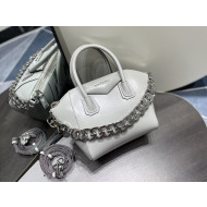 Givenchy Mini Antigona Chain Bag in Box Leather White 2022