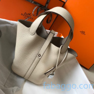 Hermes Picotin Lock Bag 18cm in Togo Calfskin White/Silver 2020