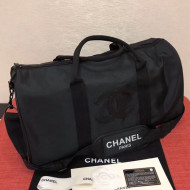 Chanel Fabric CC Carry-on Duffle Top Handle Bag Black/White 02 2019