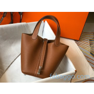 Hermes Picotin Lock Bag 18cm in Togo Calfskin Brown/Silver 2020