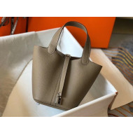 Hermes Picotin Lock Bag 18cm in Togo Calfskin Grey Dove/Silver 2020