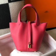 Hermes Picotin Lock Bag 18cm in Togo Calfskin Lipstick Pink 2021