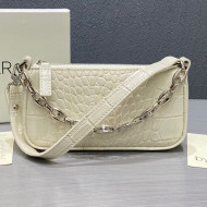 By Far Mini Rachel Pure White Croco Embossed Bag 2020