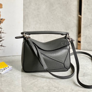 Loewe Puzzle Mini Bag in Litchi-Grained Calfskin Coal Grey 2022 10173