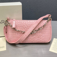 By Far Mini Rachel Pink Croco Embossed Bag 2020