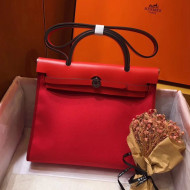 Hermes Herbag 31cm PM Double-Canvas Shoulder Bag All Red