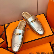 Hermes Oz Mule in Smooth Calfskin with Iconic Kelly Buckle Silver 47 2022(Handmade)