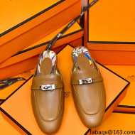 Hermes Oz Mule in Smooth Calfskin with Iconic Kelly Buckle Brown 49 2022(Handmade)