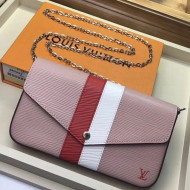 Louis Vuitton Stripes Epi Leather Pochette Felicie Bag Pink 2018