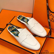 Hermes Catena Mule in Smooth Calfskin White 60 2022（Handmade）