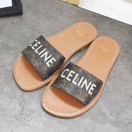 Celine Triomphe Canvas Slide Sandals Brown 2021 04