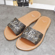 Celine Triomphe Canvas Slide Sandals Brown 2021 06