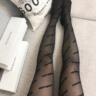 Balenciaga Flocked Logo Tights Black 01 2019