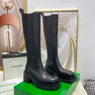 Bottega Veneta Lug Calfskin Chelsea High Boots Black 2021 111309