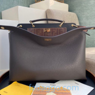 Fendi Men's Medium Peekaboo Iconic Essential Tote Bag in Dark Brown Leather 2020