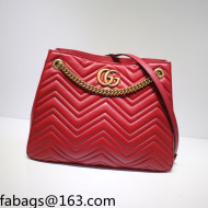 Gucci GG Marmont Leather Tote Bag 453569 Red 2021