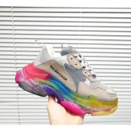 Balenciaga Triple S Rainbow Outsole Sneakers White/Grey/Beige 2019