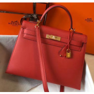 Hermes Kelly 32cm Top Handle Bag in Epsom Leather Red 2020