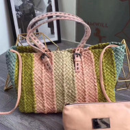 Bottega Veneta Lambskin Woven Colored Tote Pink