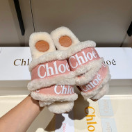 Chloe Logo Strap & Wool Slide Sandals Pink 2021