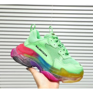 Balenciaga Triple S Rainbow Outsole Sneakers Light Green 2019