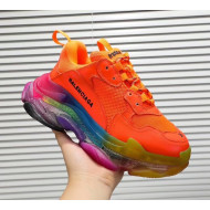 Balenciaga Triple S Rainbow Outsole Sneakers Orange 2019