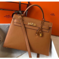 Hermes Kelly 32cm Top Handle Bag in Epsom Leather Brown 2020