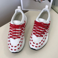 Bottega Veneta Silky Calfskin Braided Sneakers Red 2019 