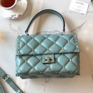 Valentino Lambskin Garavani Candystud Single Handle Bag Jade Blue 2018