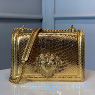 Dolce&Gabbana DG Medium Devotion Shoulder Bag in Pythonskin Leather Gold 2020