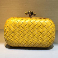 Bottega Veneta Small Lambskin Woven Knot Clutch Bronze Bright Yellow