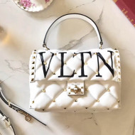 Valentino  VLTN Print Lambskin Garavani Candystud Single Handle Bag White 2018