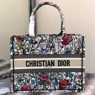 Dior Small Book Tote Bag in Multicolor Mille Fleurs Embroidery 2021