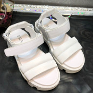 Prada Monolith Silk Platform Strap Sandals White 2021