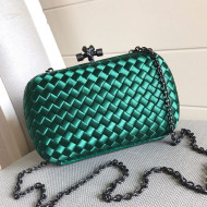 Bottega Veneta Silk Chain Knot Intreccio Impero Clutch Green 2019