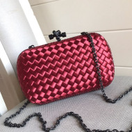 Bottega Veneta Silk Chain Knot Intreccio Impero Clutch Red 2019