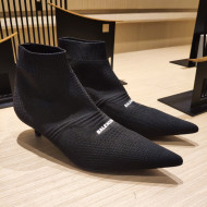 Balenciaga Knife Knit Ankle Boots 4cm Black 2021