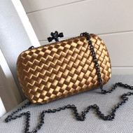 Bottega Veneta Silk Chain Knot Intreccio Impero Clutch Gold 2019