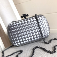 Bottega Veneta Silk Chain Knot Intreccio Impero Clutch Silver 2019