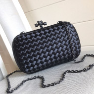 Bottega Veneta Silk Chain Knot Intreccio Impero Clutch Black 2019