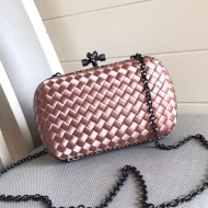 Bottega Veneta Silk Chain Knot Intreccio Impero Clutch Pink 2019