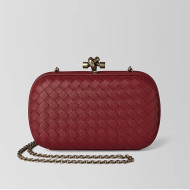 Bottega Veneta Chain Knot Intreccio Nappa Clutch Red 2019