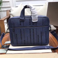 Bottega Veneta Men's briefcase in Intreccio Nappa Blue 2019