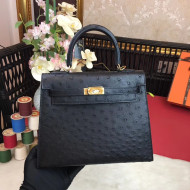 Hermes Original Ostrich Leather Kelly 25cm/28cm Black