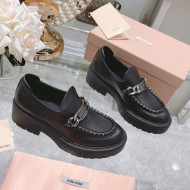 Miu Miu Leather Loafers Black 2022 