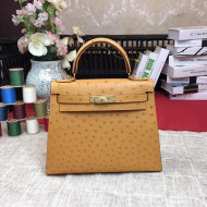 Hermes Original Ostrich Leather Kelly 25cm/28cm Ginger