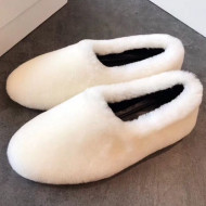 Celine Wool Flat Loafers White 2019