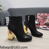 Dolce & Gabbana DG Lambskin Ankle Short Boots 10.5cm Black/Gold 2021 111333